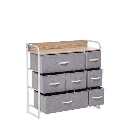 Комод Leset Ноа 7 ящ., Каркас Белый, Светло-серый, Белый, Светло-серый, Лён искусственный
