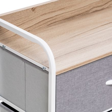 Комод Leset Ноа 7 ящ., Каркас Белый, Светло-серый, Белый, Светло-серый, Лён искусственный