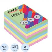 Бумага для заметок с клеевым краем Economy  76x51 мм, 400 л, 8 цветов в асс
