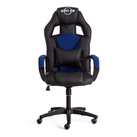 Кресло DRIVER (22) кож/зам/ткань, черный/синий, 36-6/TW-10