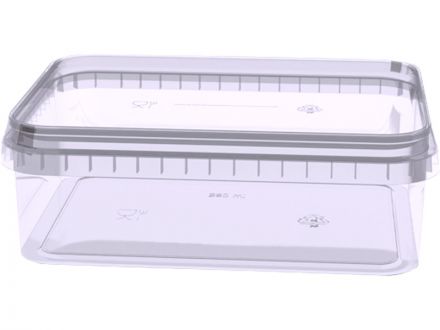 Контейнер 0,28л. прямоугольный, с бесцветной крышкой, без ручки  бесцветный