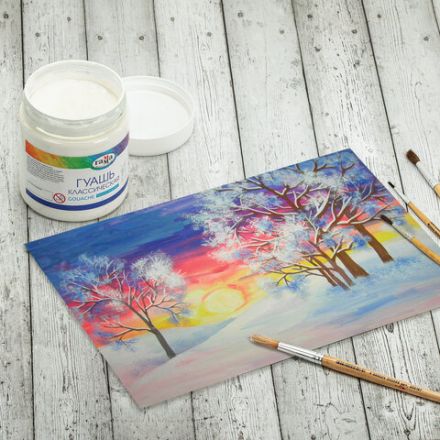 Гуашь 1 шт. ГАММА классическая 500 мл, белила титановые, 221060501 Гуашь 1 шт. ГАММА классическая 500 мл, белила титановые, 221060501