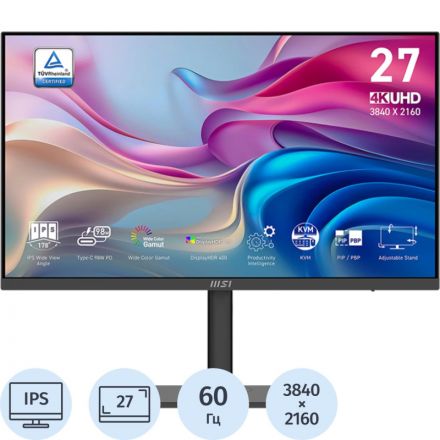 Монитор MSI Modern MD272UPHG 27 UHD(3840x2160) IPSHDMI,DP,USB-C,,60Hz,Black