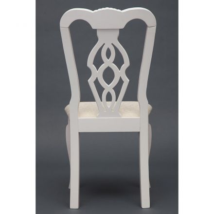 Стул - Афродита/ Aphrodite дерево гевея, 46х54х99см, Ivory white, ткань кремовая с рисунком (3321)
