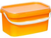 Ведро 3,3л. прямоугольное, с бесцветной крышкой, с ручкой пластик  жёлтый