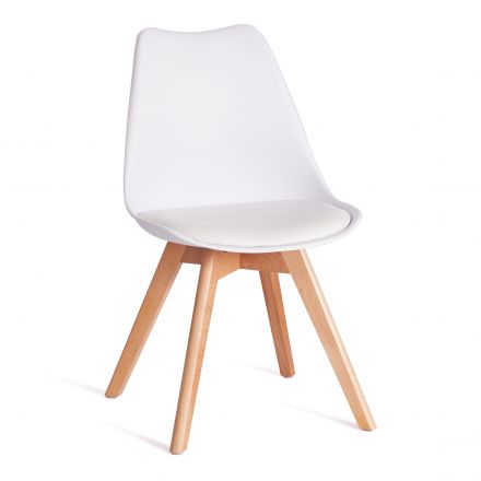 Стул Tetchair TULIP (mod. 73-1) дерево/пластик/экокожа, 47,5x55x80 см, Белый (White)