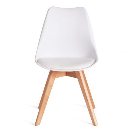 Стул Tetchair TULIP (mod. 73-1) дерево/пластик/экокожа, 47,5x55x80 см, Белый (White)