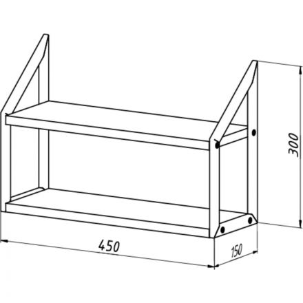 Полка TI_настен/настоль Комус Онега-8 150х450 мет чер/ЛДСП ясень анкор тем