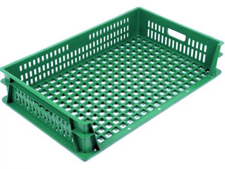 Ящик 740х465х145 перфорированный, 3-х бортный  зелёный