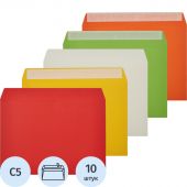 Конверт С5 из цв.бум, 120г/м2,с отрыв.лентой, 5в/10шт. уп