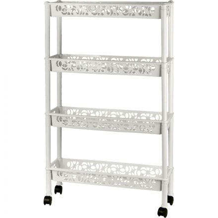 Этажерка PR_Keeplex Light на колесиках 4х секцион. длинная белое облако