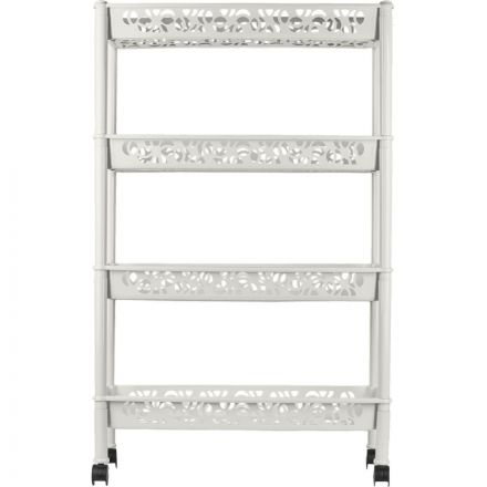 Этажерка PR_Keeplex Light на колесиках 4х секцион. длинная белое облако