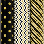 Бумага упаковочная мелованная НАБОР 3 шт., "Golden Pattern", 70х100 см, 3 дизайна, ЗОЛОТАЯ СКАЗКА, 592062