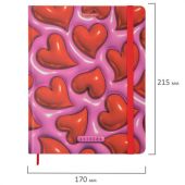 Дневник 1-11 класс 48 л., твердый, BRAUBERG, матовая ламинация, резинка, закладка-ляссе, с подсказом, "Сердечки", 107241