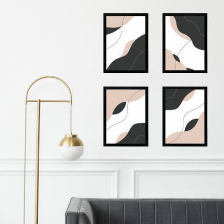 Рамка 21х30 см небьющаяся, КОМПЛЕКТ 4 шт., багет 16 мм МДФ, BRAUBERG "Basic", черная, 391259