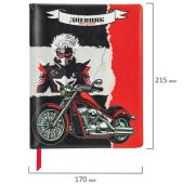 Дневник 1-4 класс 48 л., кожзам (твердая с поролоном), печать, наклейки, ЮНЛАНДИЯ, "Байк", 106945