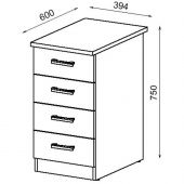 Тумба Стиль приставная с топом 2Т.002.3 394x600x750 New дуб
