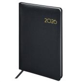 Еженедельник датированный 2026, А5, 145х215 мм, BRAUBERG "Select", балакрон, черный, 117182