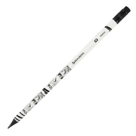 Карандаш чернографитный с принтом BRAUBERG "MANGA", 1 шт., HB, с ластиком, корпус ассорти, 182024