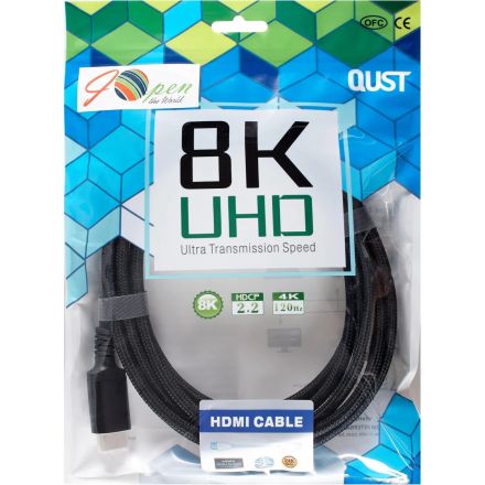 Кабель HDMI 19M/M,ver. 2.1 8KX60Hz (Econom) оплетк 3m iOpen <ACG859B-3.0
