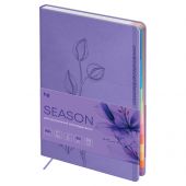 Еженедельник датированный 2026г., А6+, 80л., мягкий переплет, кожзам, BG "Season. Orchid", сиреневый, полноцветный вырубной блок