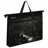 Папка для рисунков и чертежей с ручками BRAUBERG А3, пластик, молния сверху, "Night city", 273410