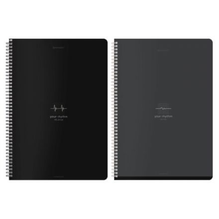 Тетрадь А4, 96 л., BRAUBERG, гребень, клетка, матовая ламинация, "Ритм" (микс в спайке), 405321