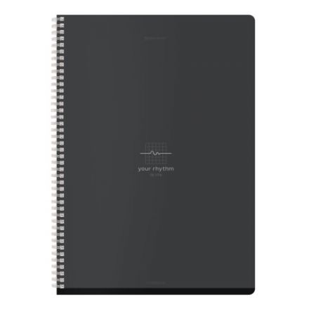 Тетрадь А4, 96 л., BRAUBERG, гребень, клетка, матовая ламинация, "Ритм" (микс в спайке), 405321