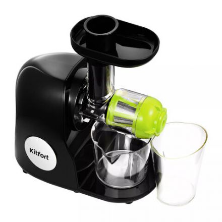 Соковыжималка шнековая KITFORT KT-1111-1, 150 Вт, функция реверс, контейнер для сока 0,6 л, черная, КТ-1111-1