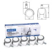 Колеса (ролики) BRABIX для кресла, прорезиненные, КОМПЛЕКТ 5 шт., шток d 11 мм, белые, в коробе, 533085