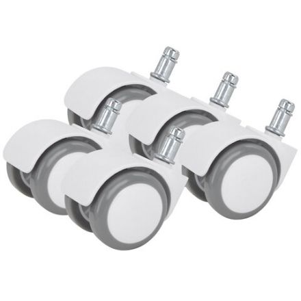 Колеса (ролики) BRABIX для кресла, прорезиненные, КОМПЛЕКТ 5 шт., шток d 11 мм, белые, в коробе, 533085