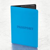 Обложка для паспорта, мягкий полиуретан, "PASSPORT", голубая, STAFF, 238405