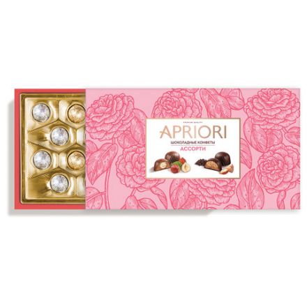 Конфеты из натурального шоколада с орехом APRIORI ассорти 3 вкуса, 200 г, 41594