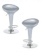 Набор 2 шт Стул барный DOBRIN BOMBA, серебряный металлик