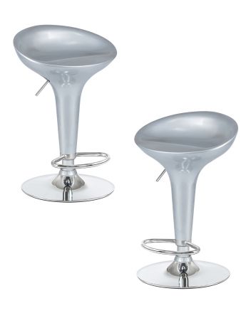 Набор 2 шт Стул барный DOBRIN BOMBA, серебряный металлик