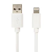 Кабель USB2.0 – Lightning, 1 м, SONNEN, медь, для передачи данных и зарядки, белый, 513559