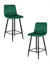 Набор 2 шт Стул полубарный DOBRIN OLIVIA, черные матовые ножки, зелёный велюр (108-64)