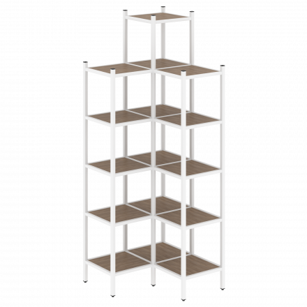 Loft Угловой внутренний стеллаж наборный VR.L-46 Дуб аризона/Белый металл 862*862*2280