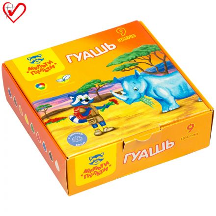 Гуашь Мульти-Пульти "Енот в Африке", 09 цветов, 20мл, картон Гуашь Мульти-Пульти "Енот в Африке", 09 цветов, 20мл, картон