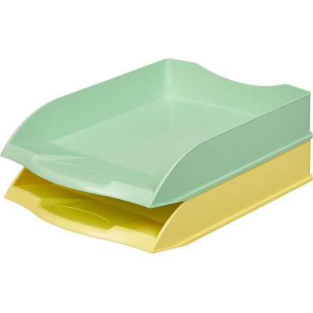Лоток для бумаг горизонтальный Attache Selection 2шт/уп зеленый и желтый