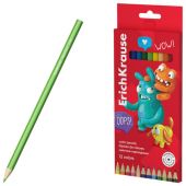Цветные карандаши ERICH KRAUSE "Jolly Friends", 12 цветов, шестигранные, натуральное дерево, 61792