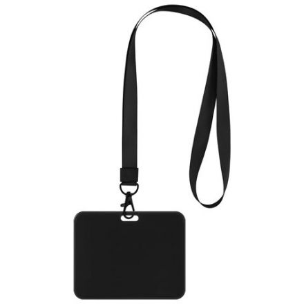 Бейдж горизонтальный (54х85 мм), лента 45 см с карабином, СЛАЙДЕР, черный, BRAUBERG EXTRA, 238834