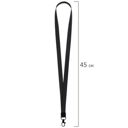 Бейдж горизонтальный (54х85 мм), лента 45 см с карабином, СЛАЙДЕР, черный, BRAUBERG EXTRA, 238834