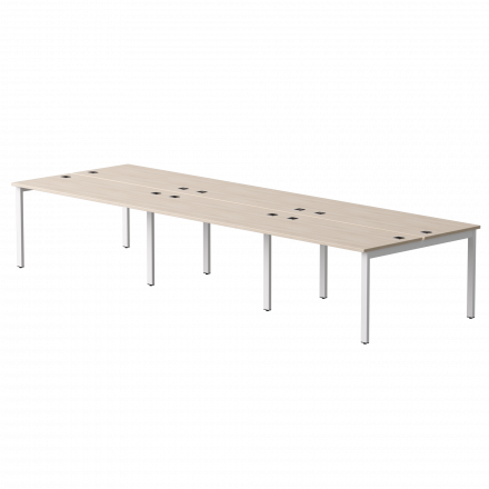 Бенч-система на 6 мест Everprof EVO на металлокаркасе 3540х670(1370)x755 Дуб Соната/Белый