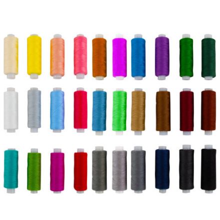 Нитки швейные 40/2, 200 м, полиэстер, НАБОР 30 цветов, в ПОДАРОК набор игл, DEVELIA (Девелиа), 609626