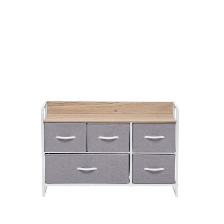 Комод Leset Ноа широкий, Каркас Белый, Светло-серый, Белый, Светло-серый, Лён искусственный