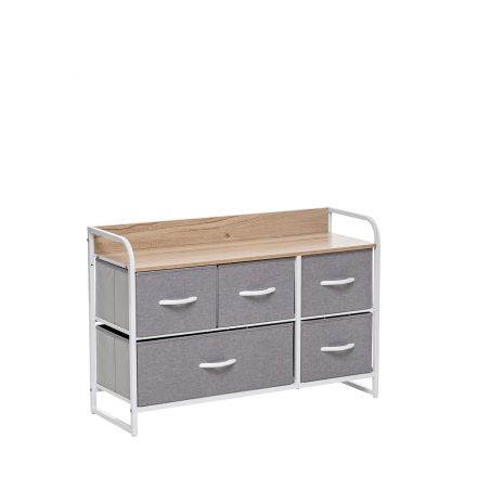 Комод Leset Ноа широкий, Каркас Белый, Светло-серый, Белый, Светло-серый, Лён искусственный
