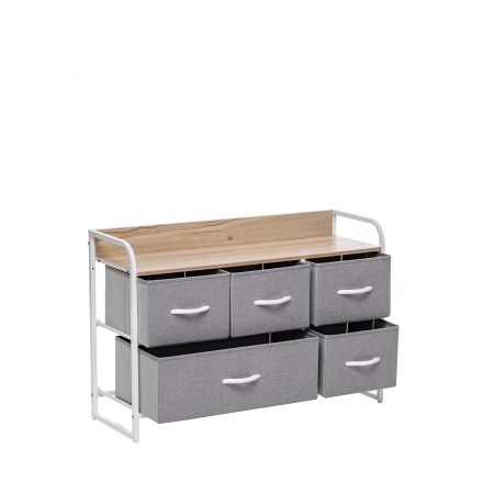 Комод Leset Ноа широкий, Каркас Белый, Светло-серый, Белый, Светло-серый, Лён искусственный