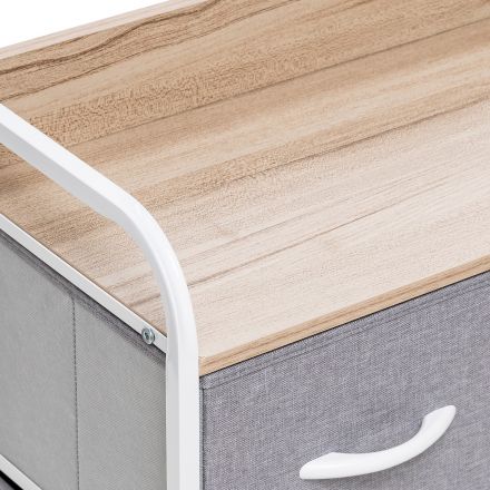 Комод Leset Ноа широкий, Каркас Белый, Светло-серый, Белый, Светло-серый, Лён искусственный