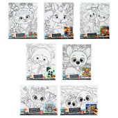 Картина детская по контуру, АССОРТИ 7 видов, 20х25 см, на подрамнике, акрил, кисти, МУЛЬТИ АРТ, 8084